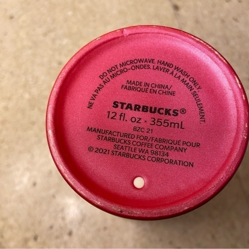 Christmas STARBUCKS holiday pointsettia 12 oz travel mug.in rich red - Picture 6 of 14